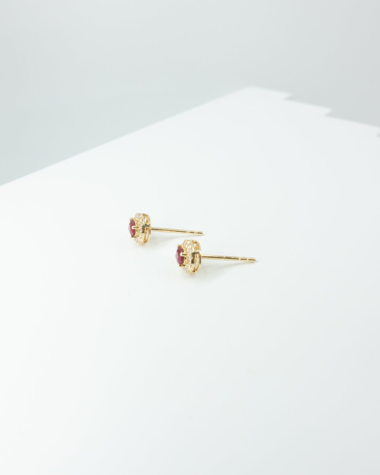 Ruby Pavé Diamond Halo Studs