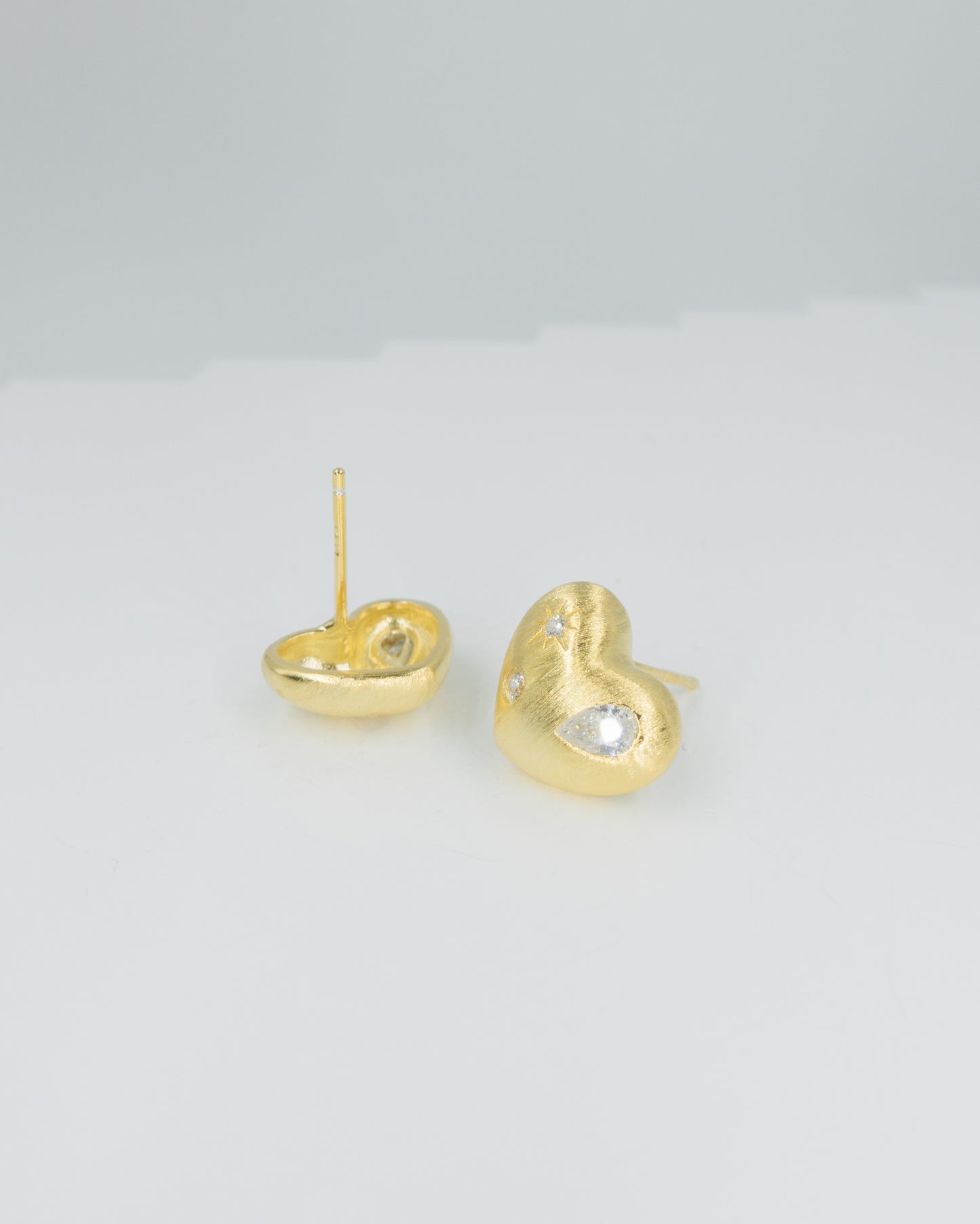 Brushed Heart Shaped Stud Earrings