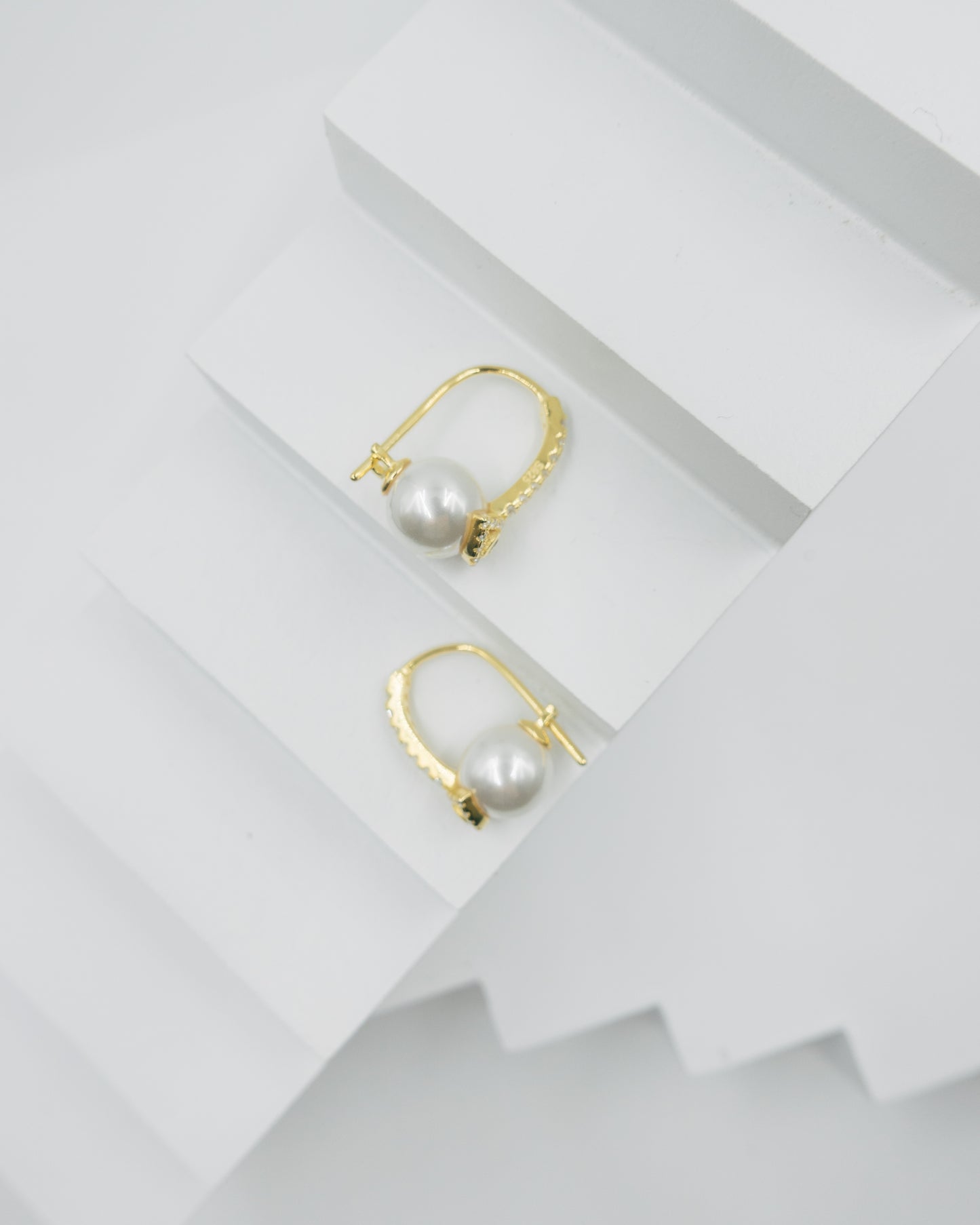 Evil Eye Pearl Hook Earrings