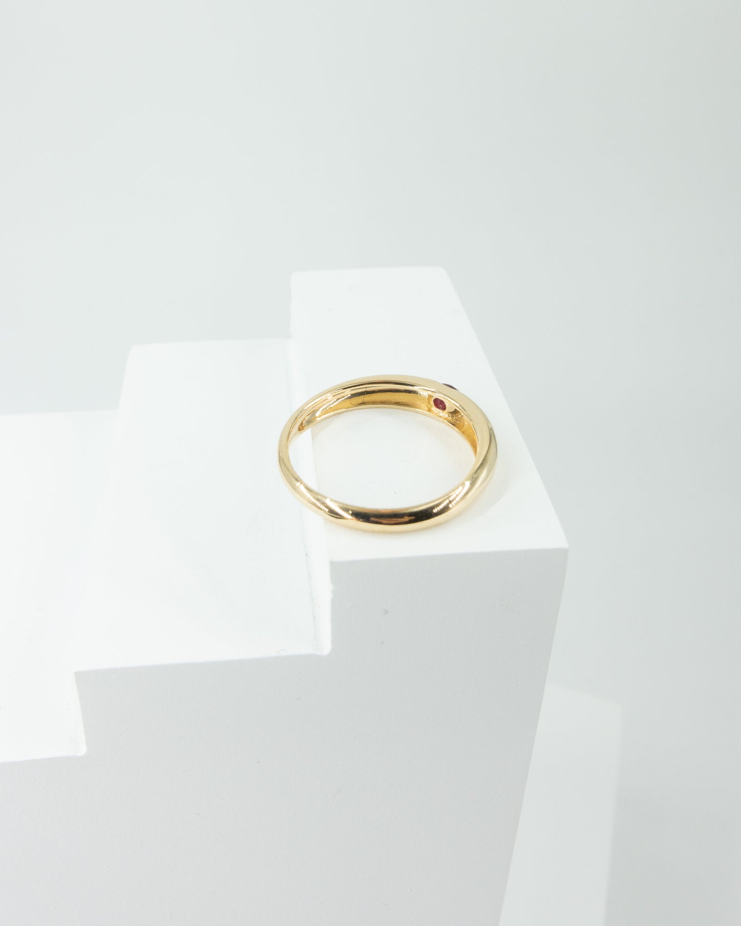 Minimal Ruby Dome Ring