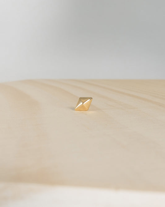 Single 3D Diamond Shape Gold Stud