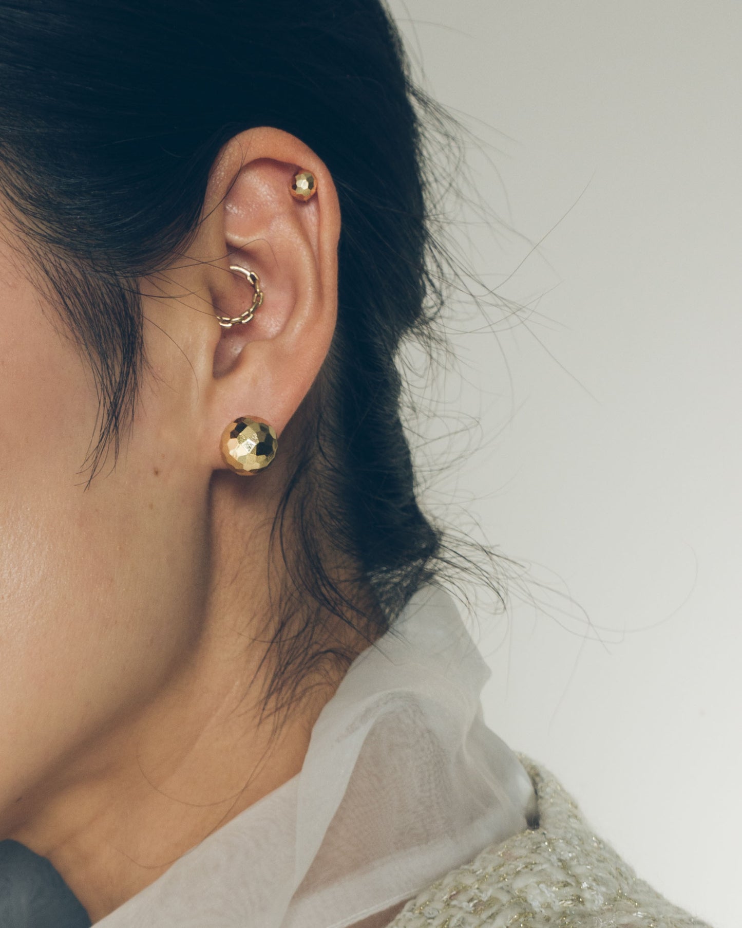 Duo Disco Ball Front Back Stud