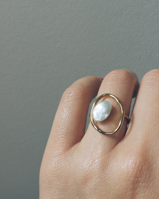 Baroque Pearl Organic Shape Ring