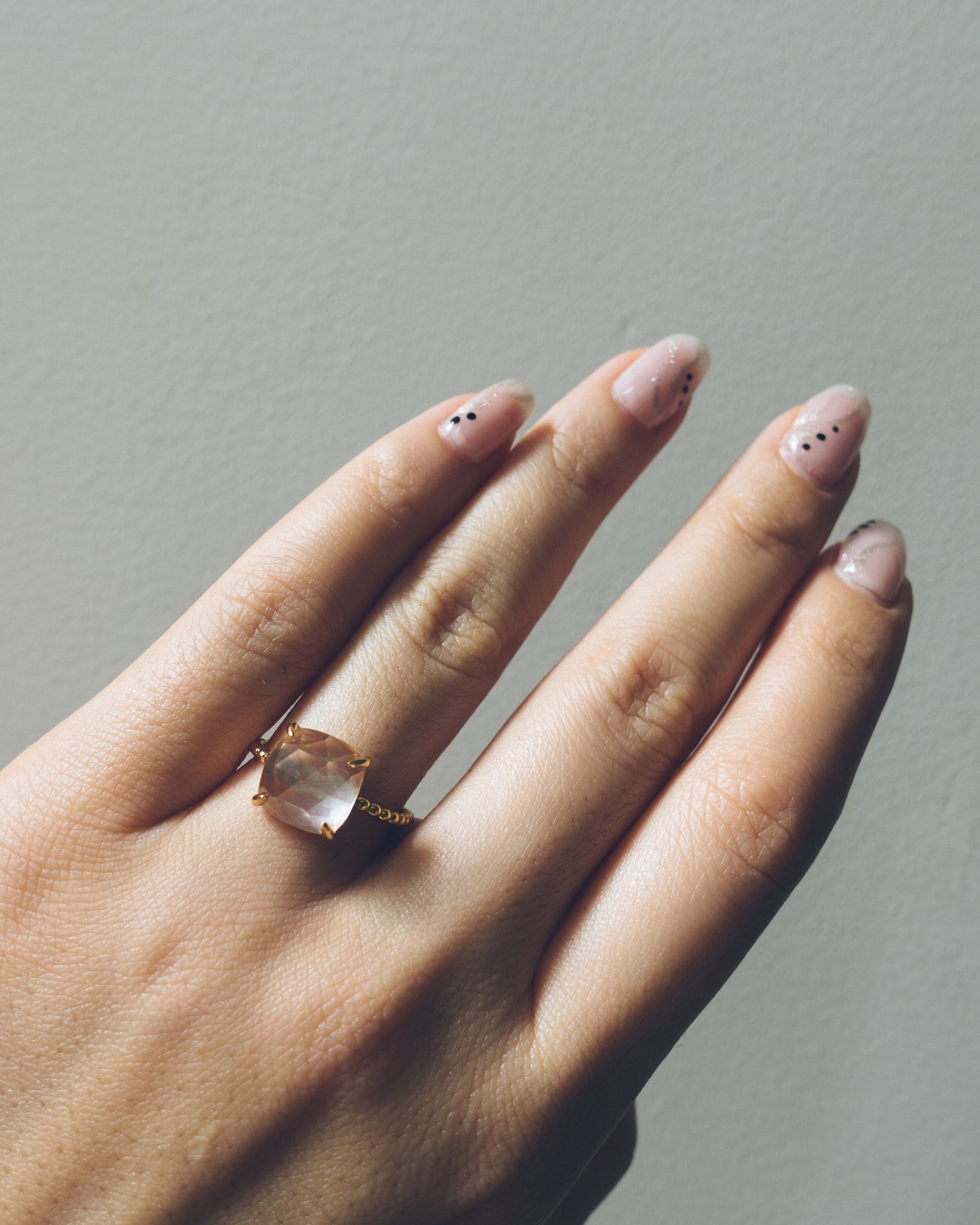 "Parker" rose quartz open ring