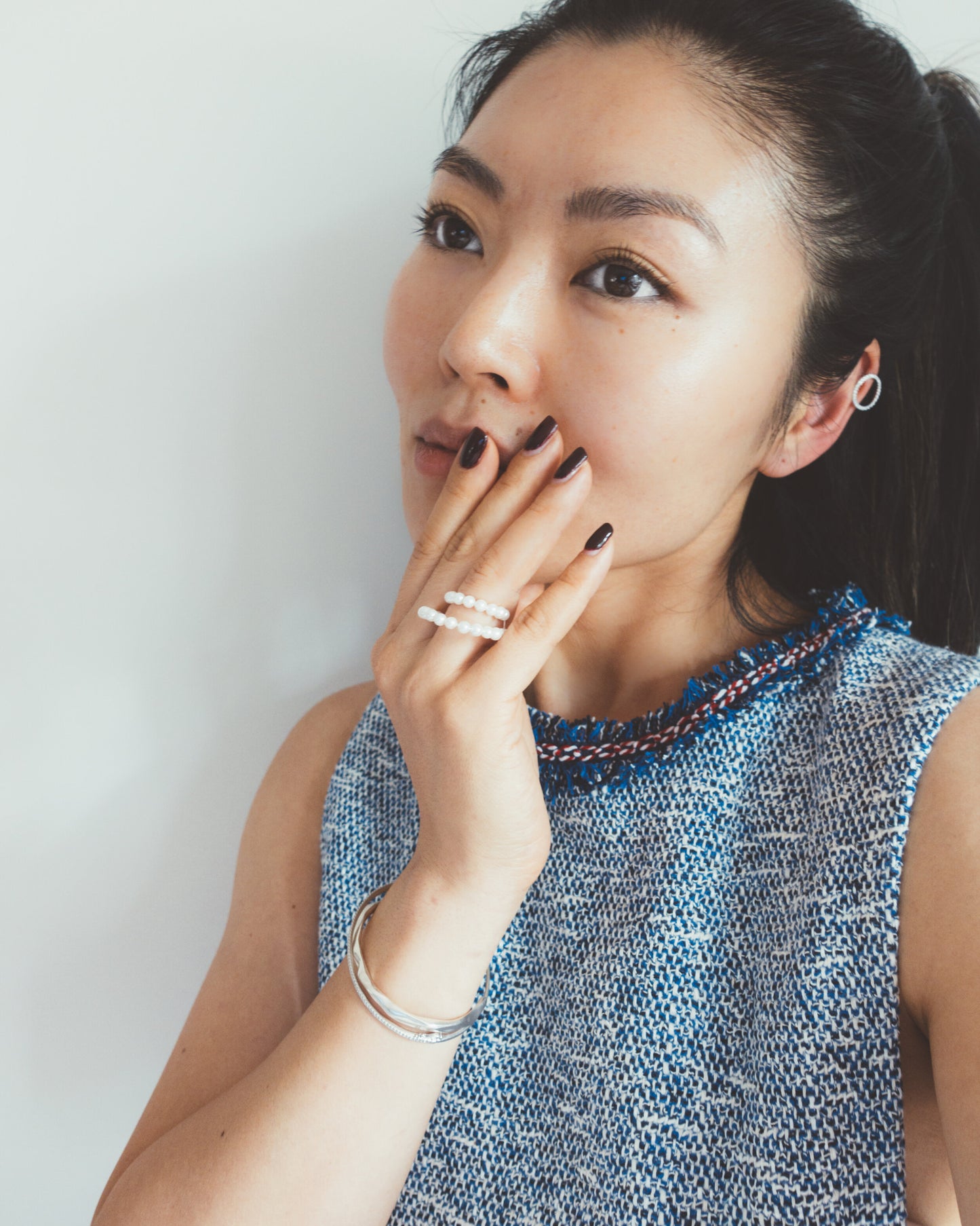 "Margot" double row pearls ear cuff