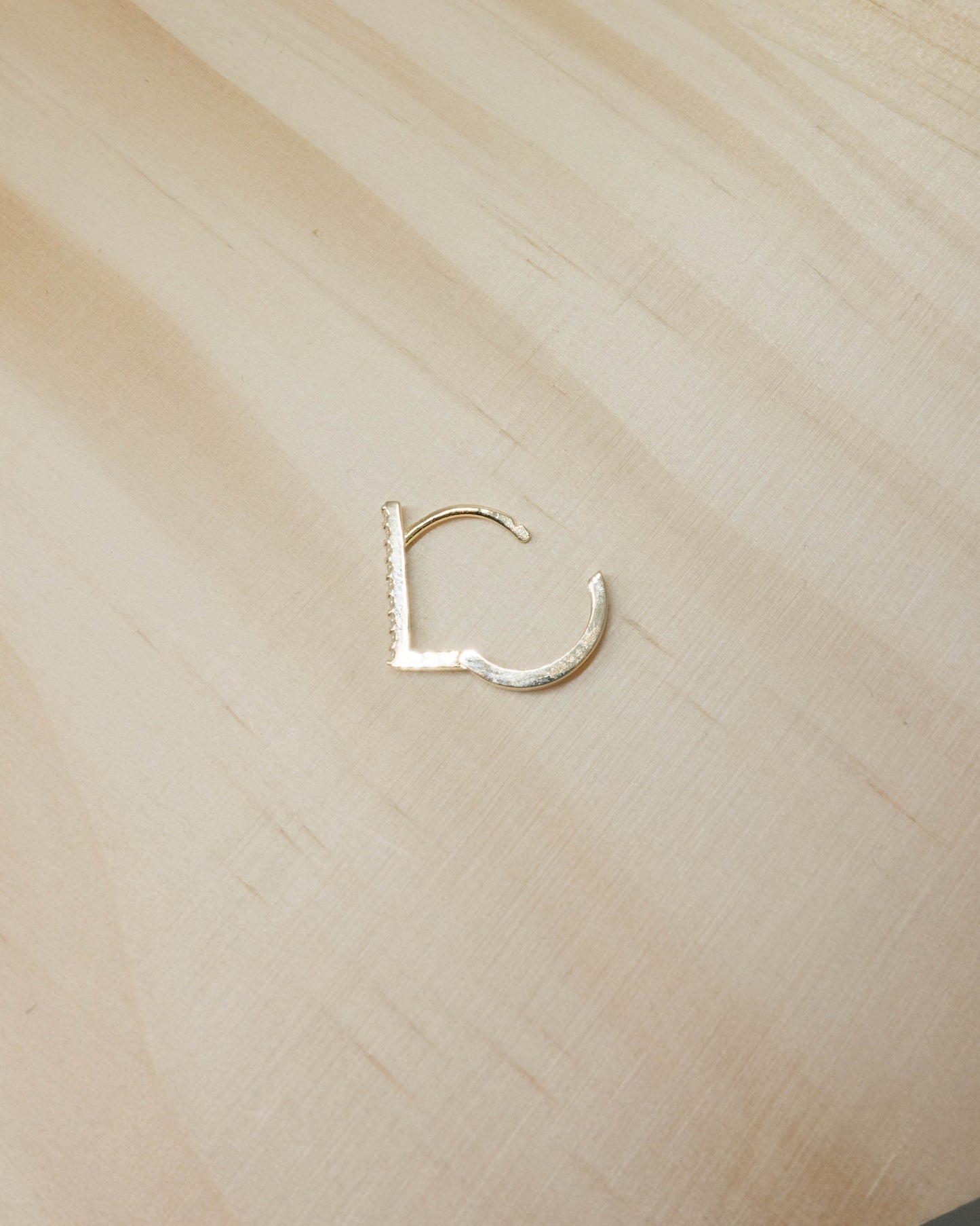 Pavé Moissanite D Shape Hoop