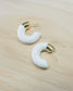 Minimal Oversized White Half Hoop Earrings