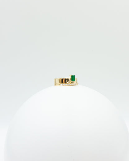 Baguette Cut Emerald Pavé Diamond Stack Rings