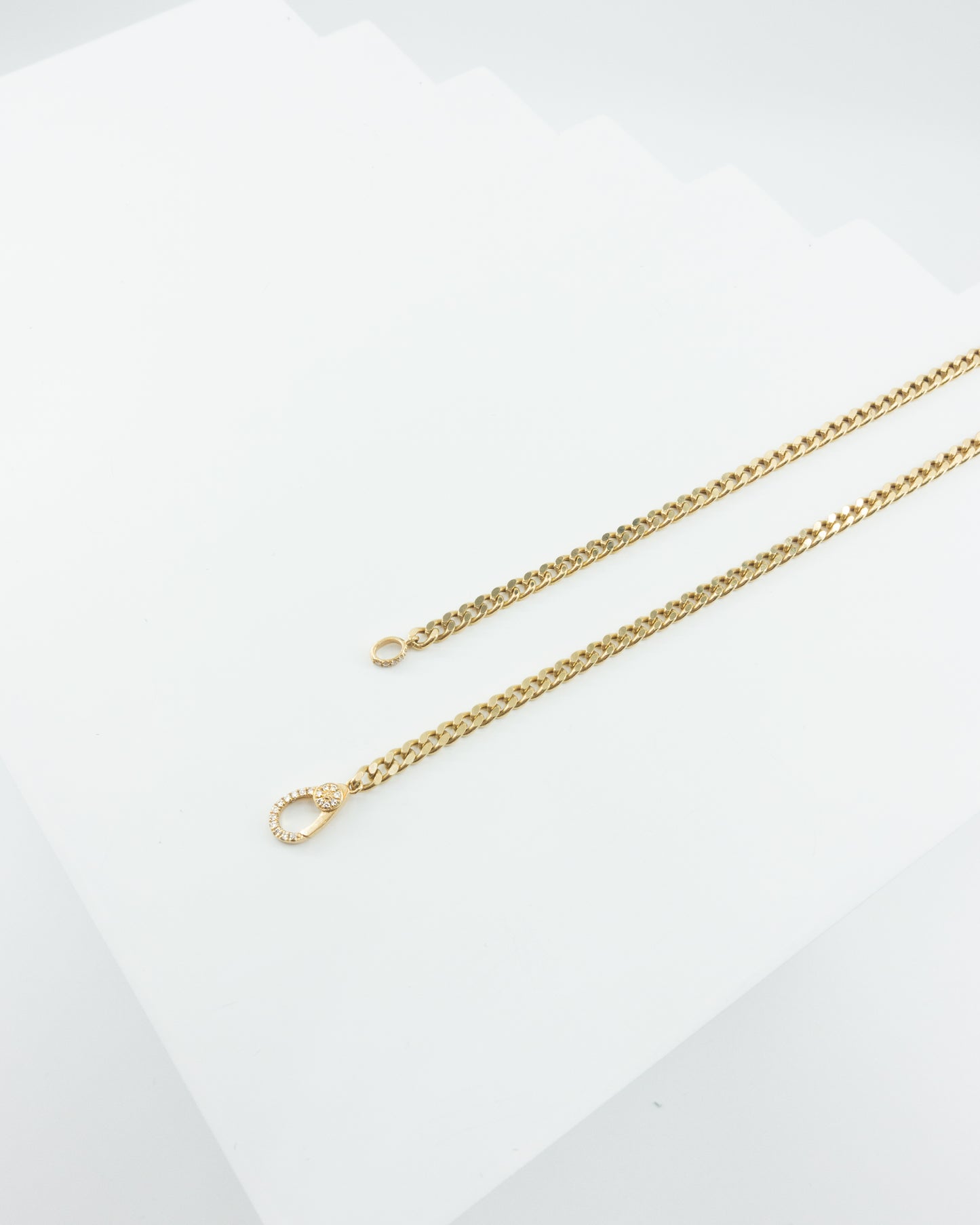 Pavé Diamond Lock Curb Chain Necklace