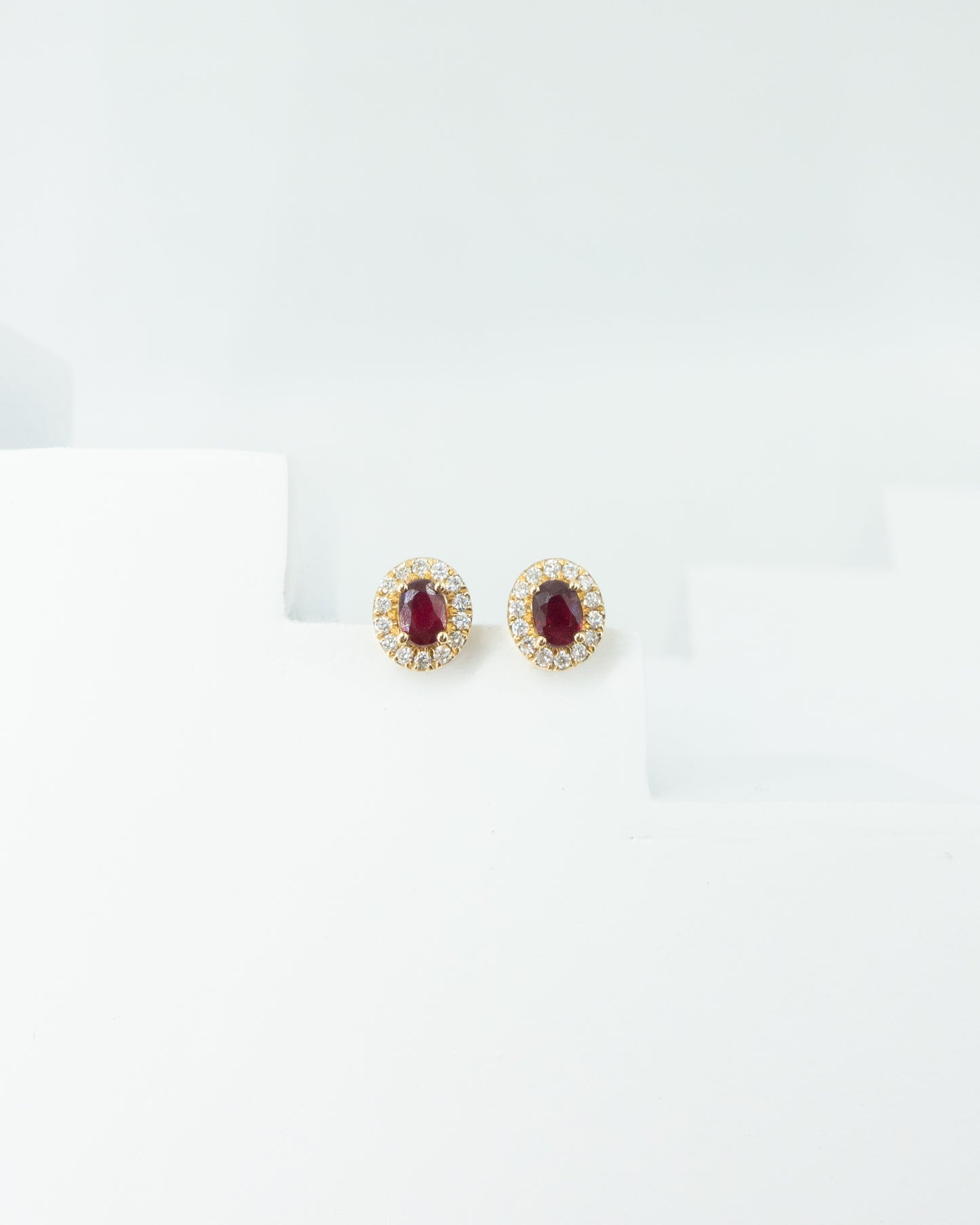 Ruby Pavé Diamond Halo Studs