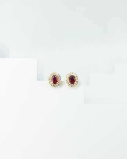 Ruby Pavé Diamond Halo Studs