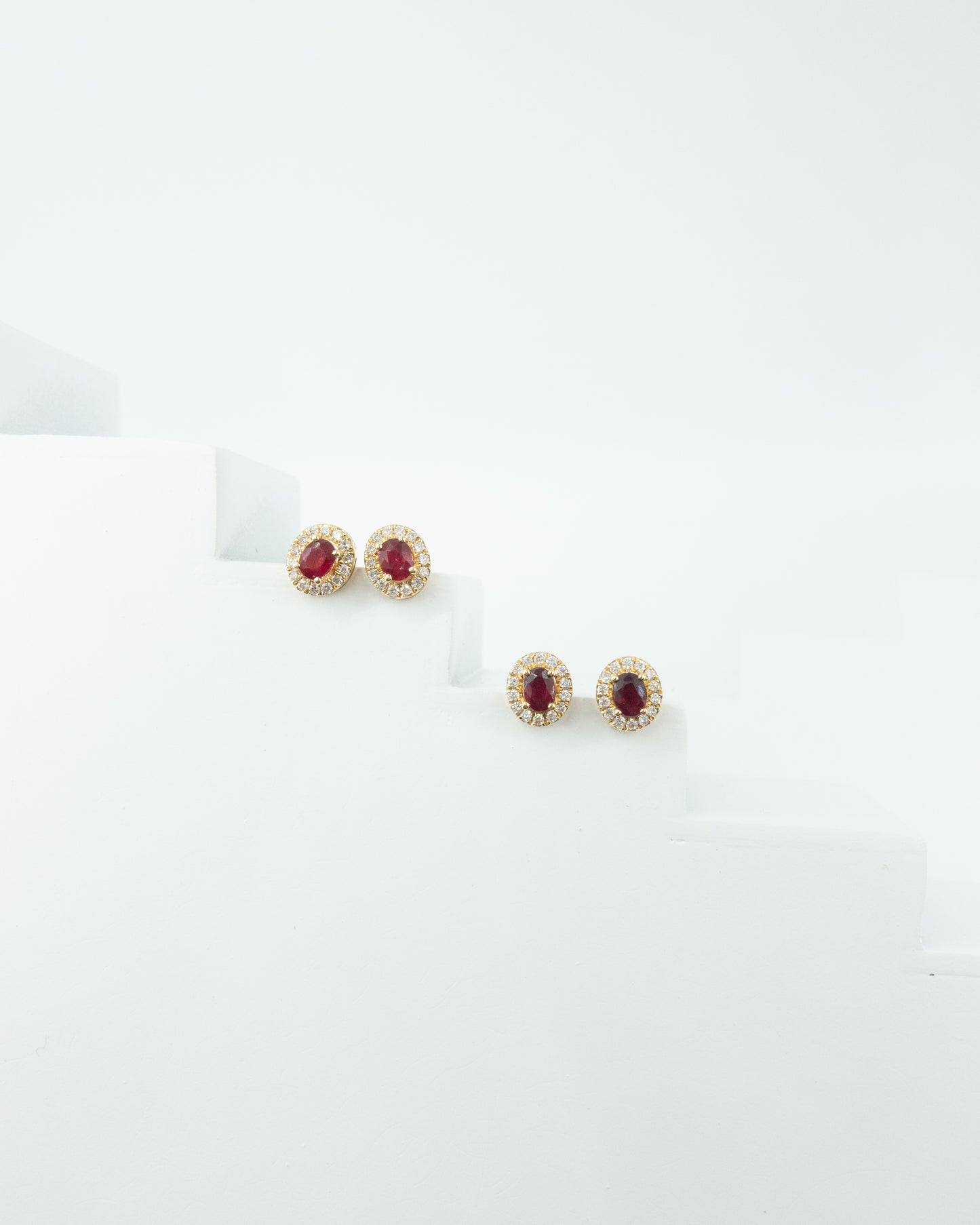 Ruby Pavé Diamond Halo Studs