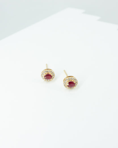 Ruby Pavé Diamond Halo Studs