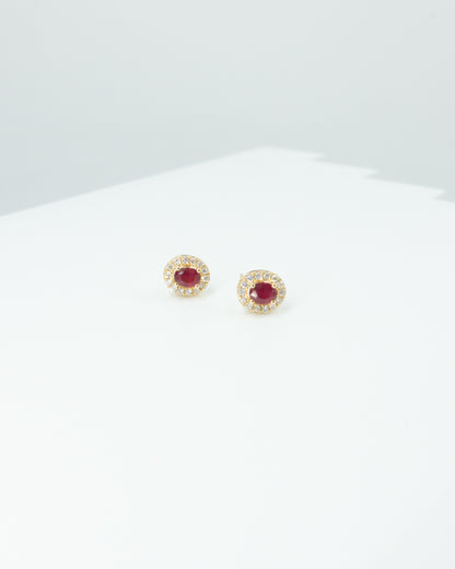 Ruby Pavé Diamond Halo Studs