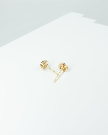 Ruby Pavé Diamond Halo Studs