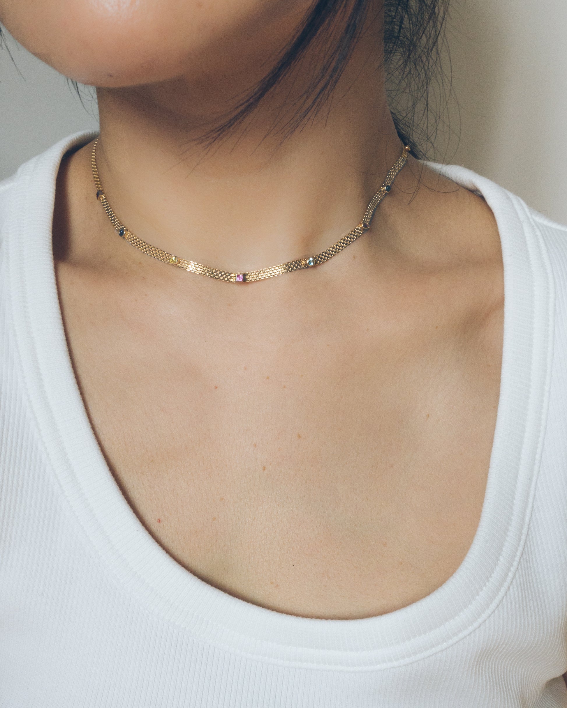 Embellished Mesh Choker Necklace - Main Image