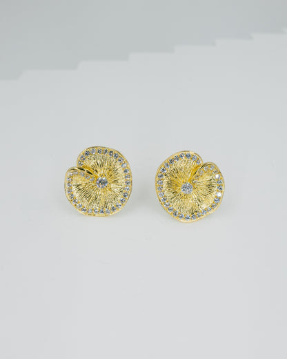 Pavé Zirconia Leaf Stud Earrings