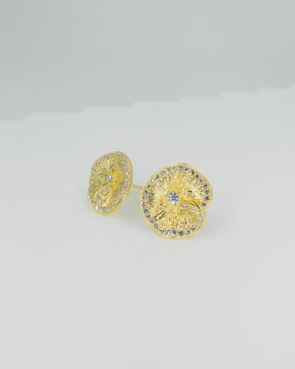 Pavé Zirconia Leaf Stud Earrings