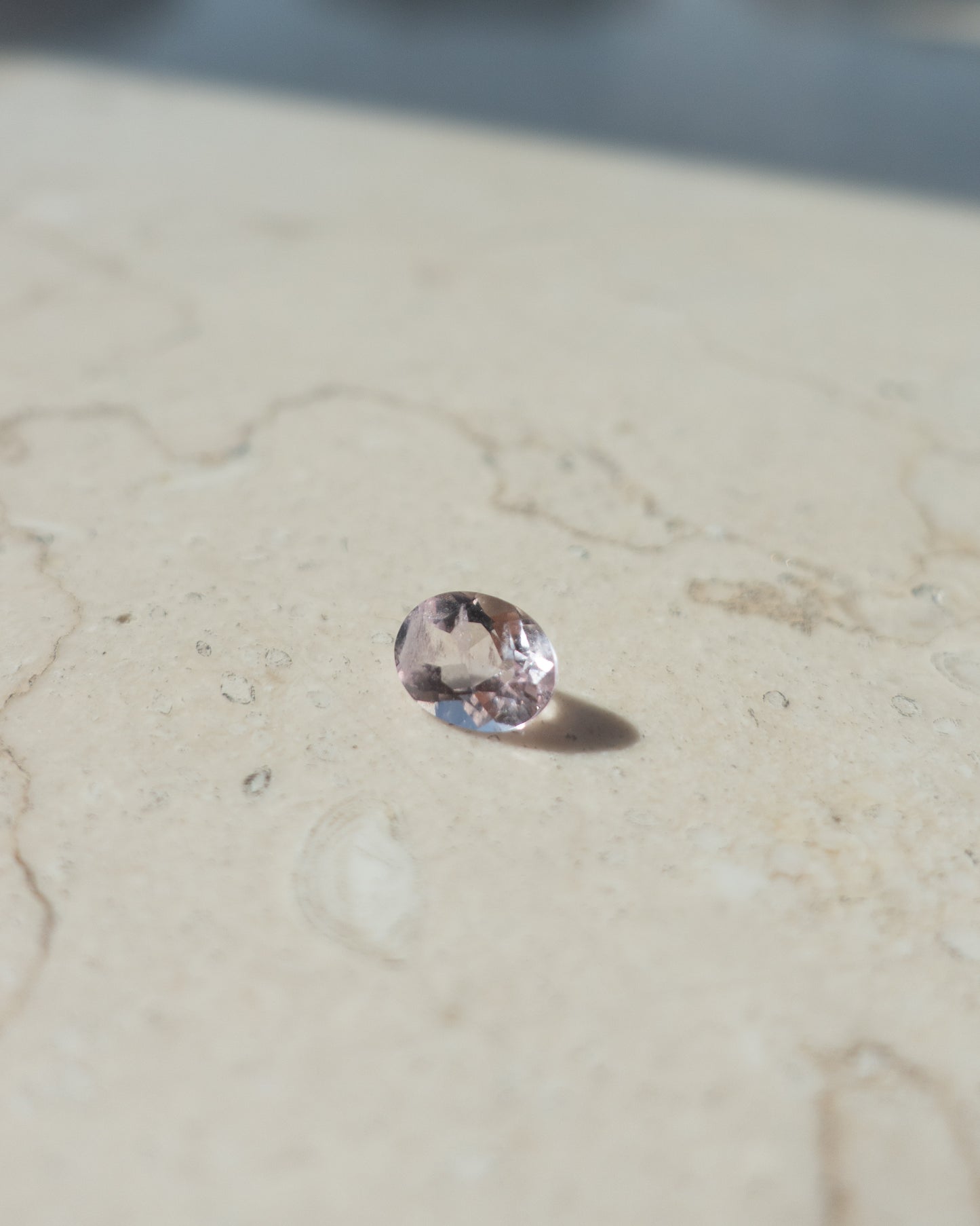 Oval Shape Pink Morganite Half Bezel Solitaire Ring