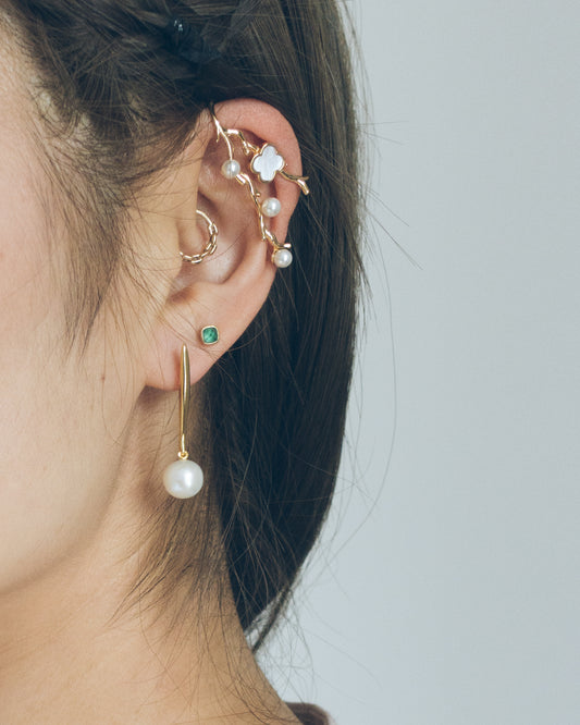 Minimal Linear Pearl Drop Earrings