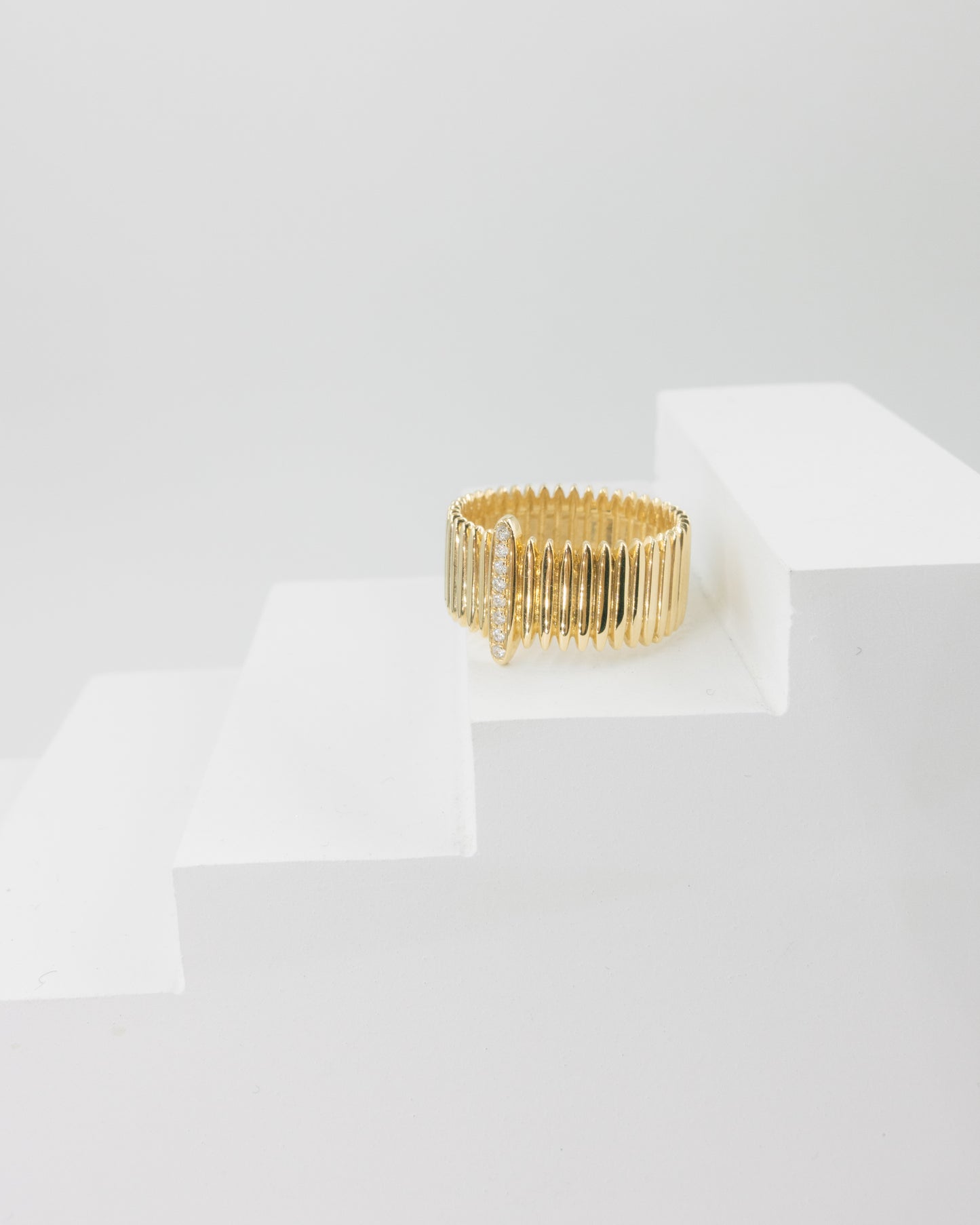 Vertical Lines Pavé Diamond Cuff Ring