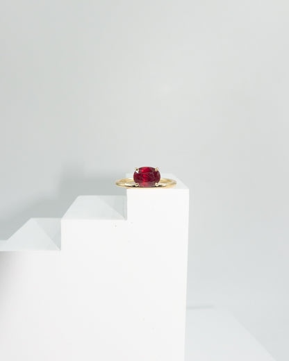 Oval Shape Pigeon Blood Ruby Stackable Ring