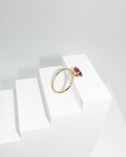 Oval Shape Pigeon Blood Ruby Stackable Ring
