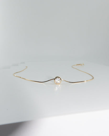 Minimal 14k Box Chain Anklet with Pendant