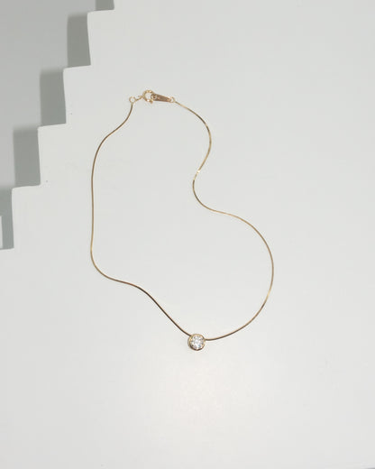 Minimal 14k Box Chain Anklet with Pendant