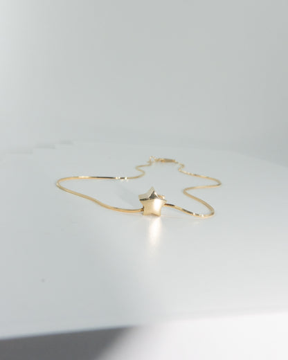 Minimal 14k Box Chain Anklet with Pendant