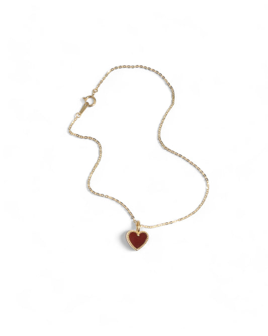 Sleek Cable Chain Anklet with Red Heart Pendant