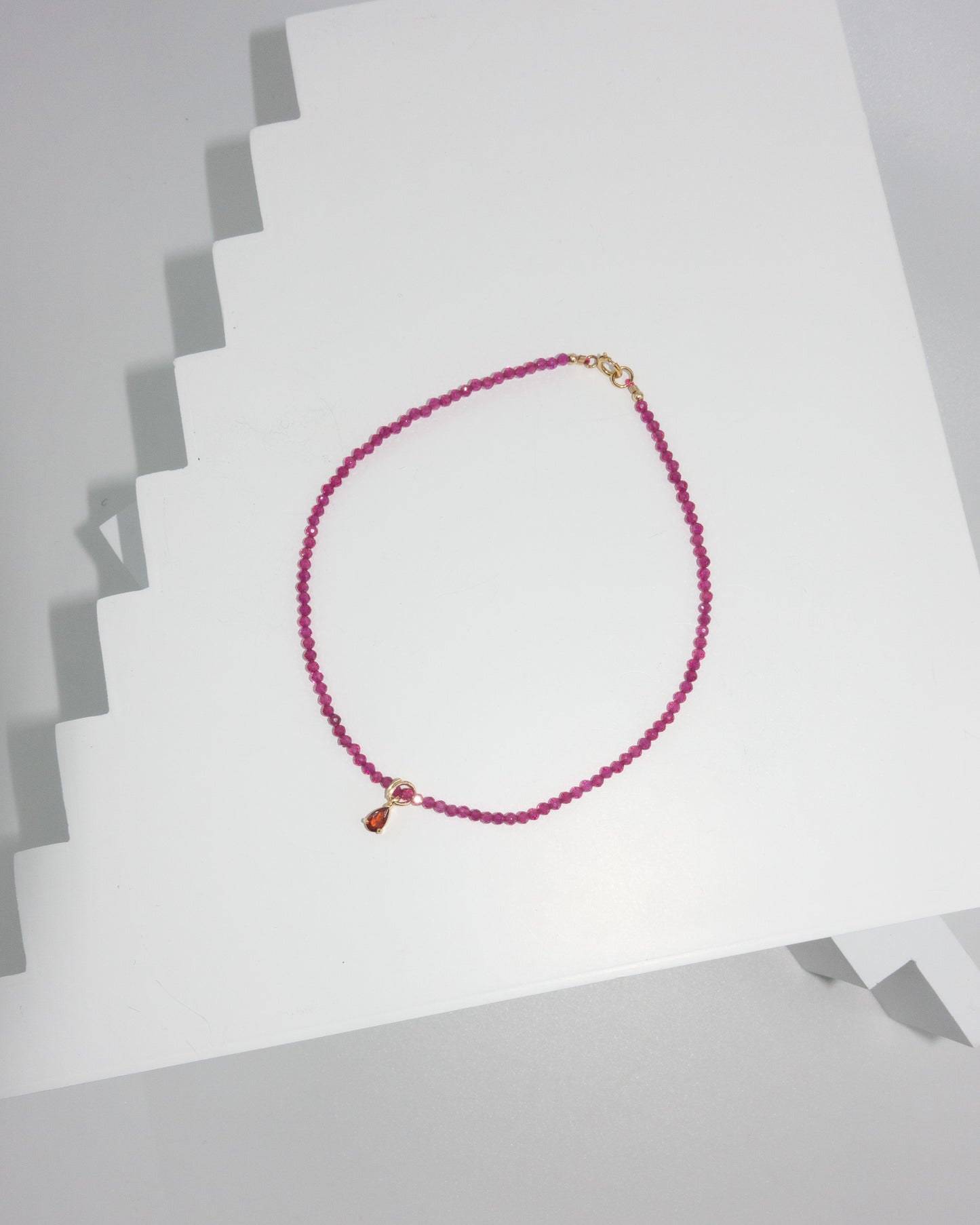 Handmade Pink Spinel Beads Anklet