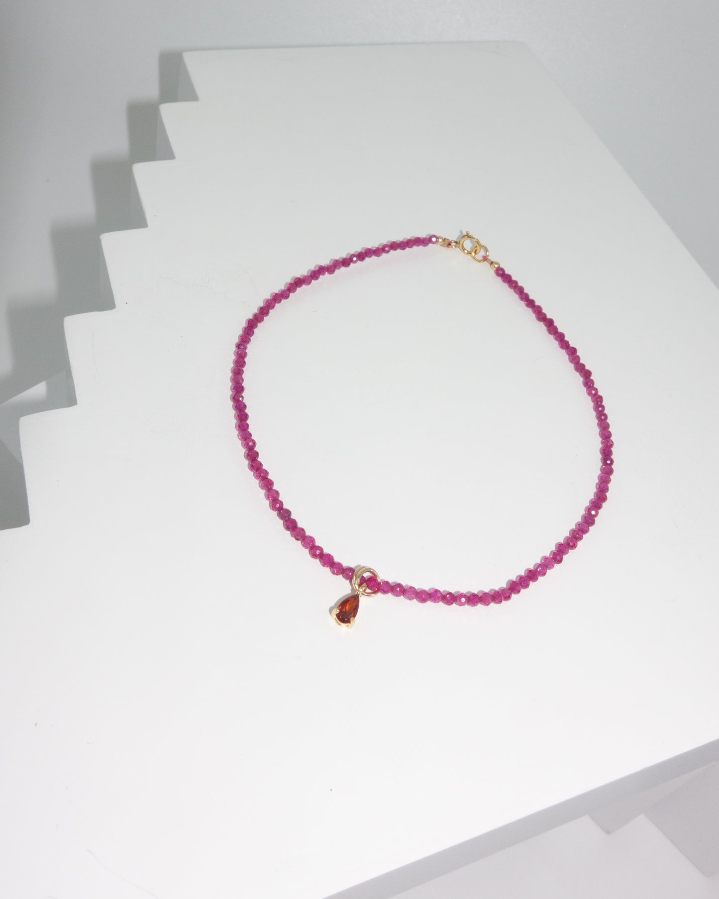 Handmade Pink Spinel Beads Anklet