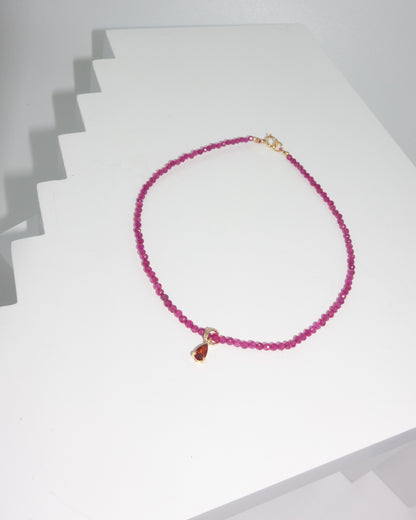 Handmade Pink Spinel Beads Anklet