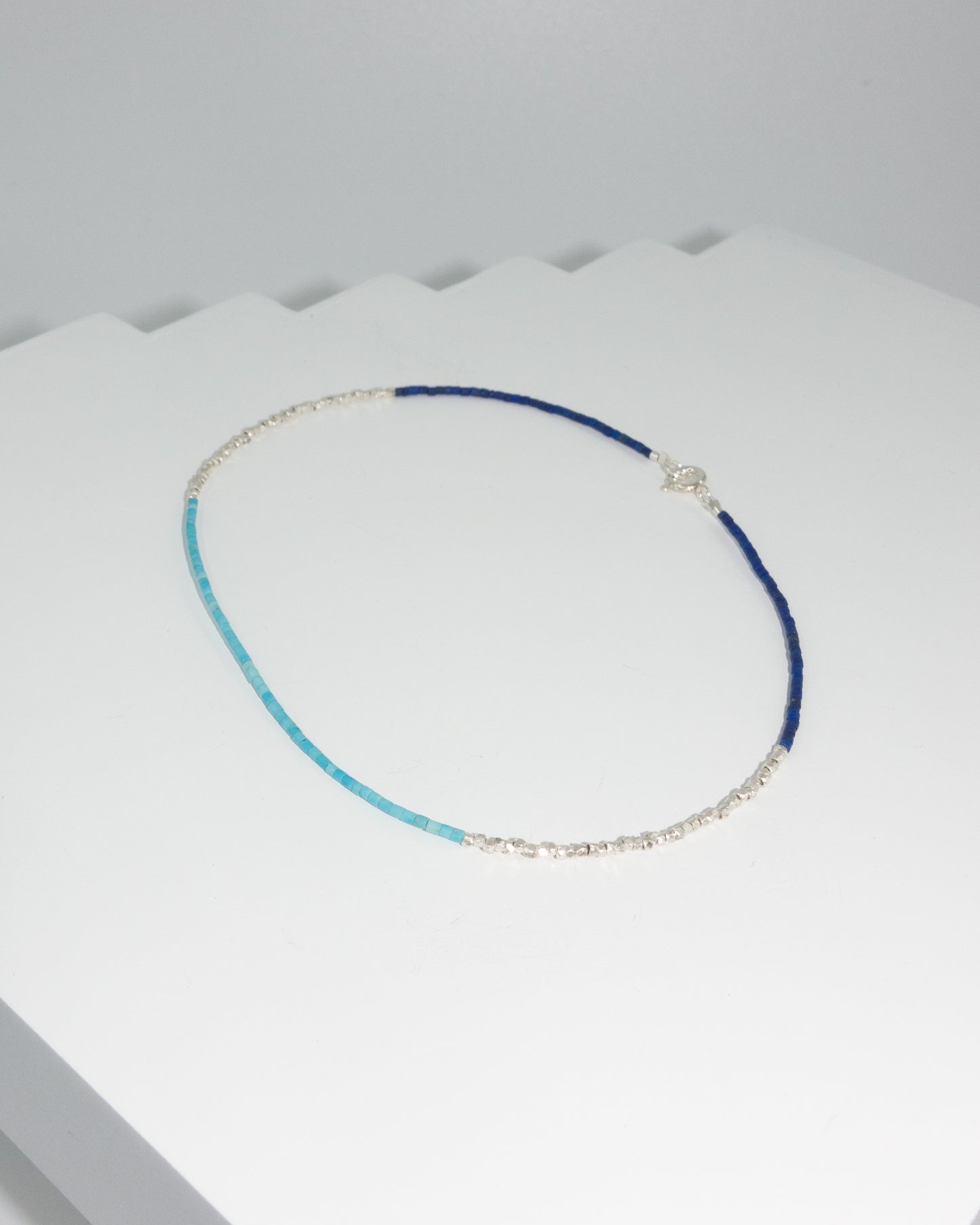 Handmade Turquoise Lapis Silver Beads Anklet