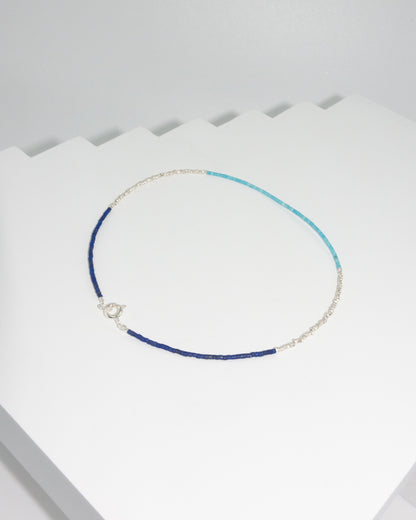 Handmade Turquoise Lapis Silver Beads Anklet