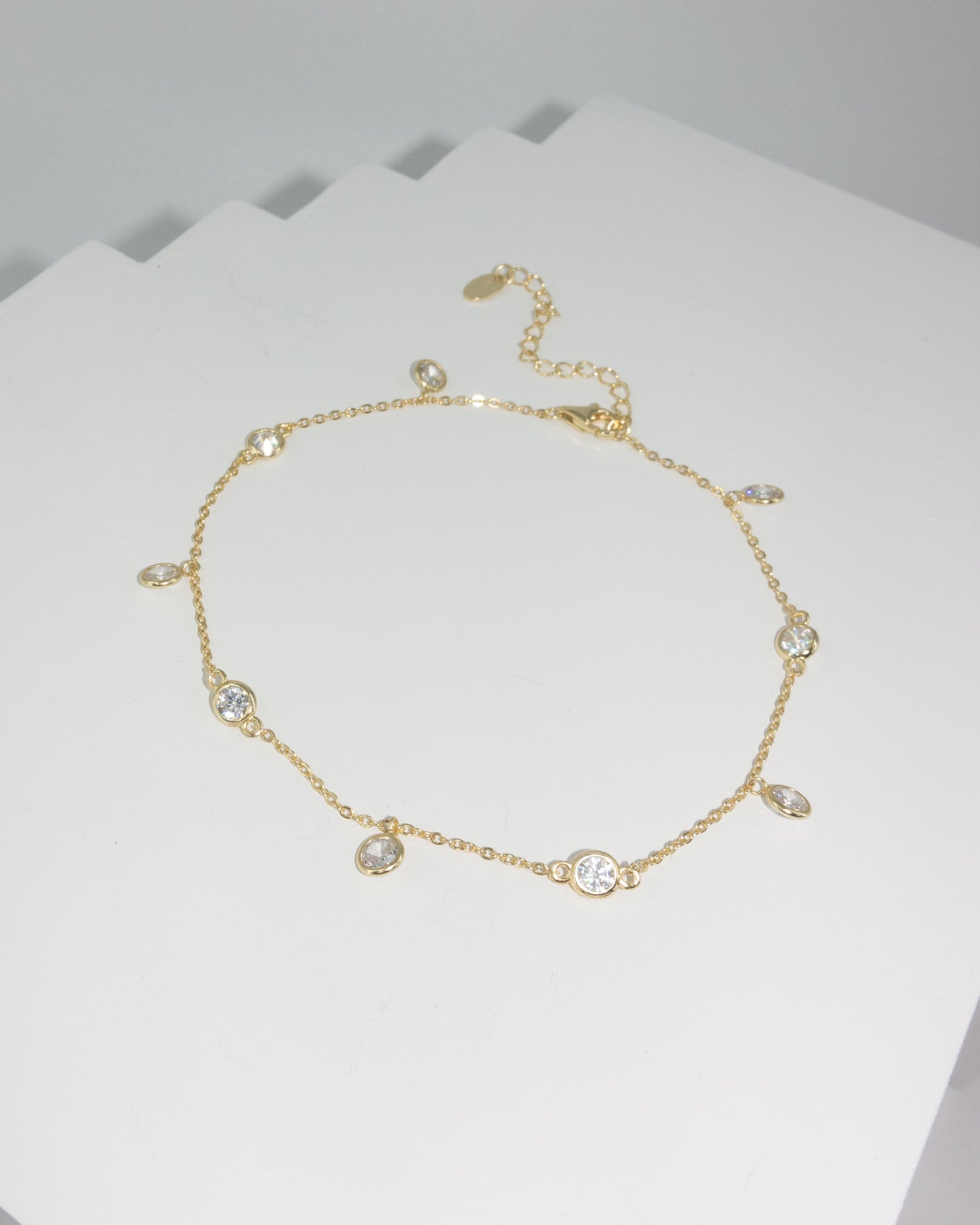 Zirconia Bezel Bubbles Anklet