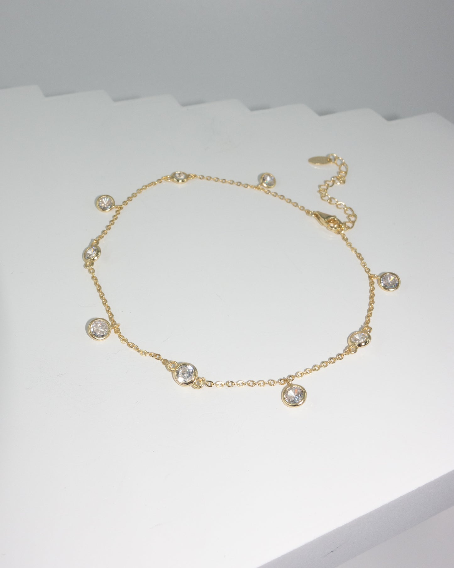 Zirconia Bezel Bubbles Anklet