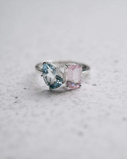 Aquamarine + Morganite Duo-Stone Ring