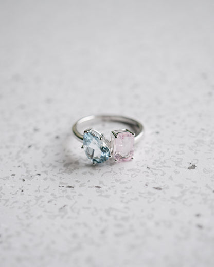 Aquamarine + Morganite Duo-Stone Ring