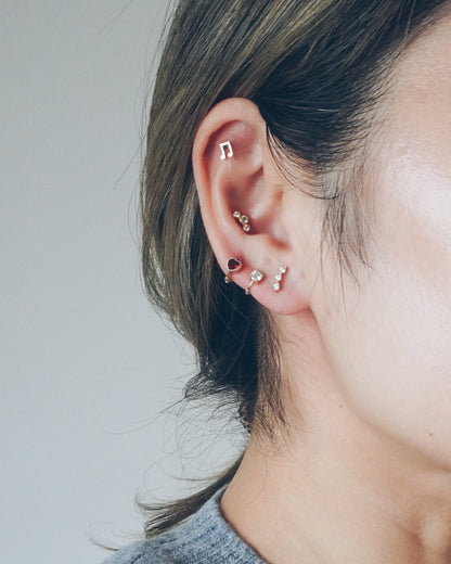 Minimal Diamond Climber Hook Earring