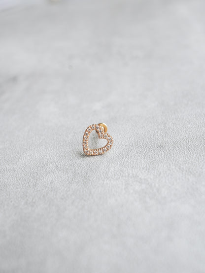 Diamond Heart Flat Back Stud