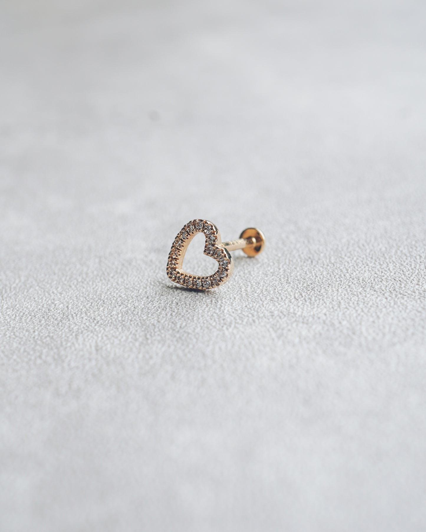 Diamond Heart Flat Back Stud