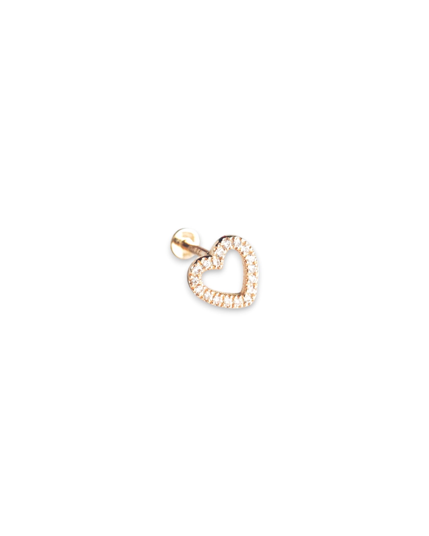 Diamond Heart Flat Back Stud