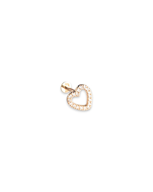 Diamond Heart Flat Back Stud