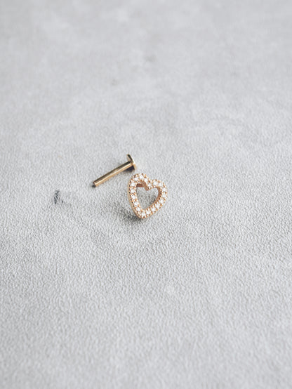 Diamond Heart Flat Back Stud