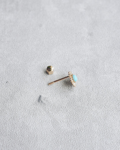 Turquoise Flower Screw Back Stud