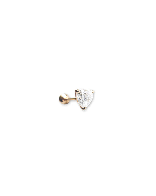 Heart Moissanite Screw Back Stud