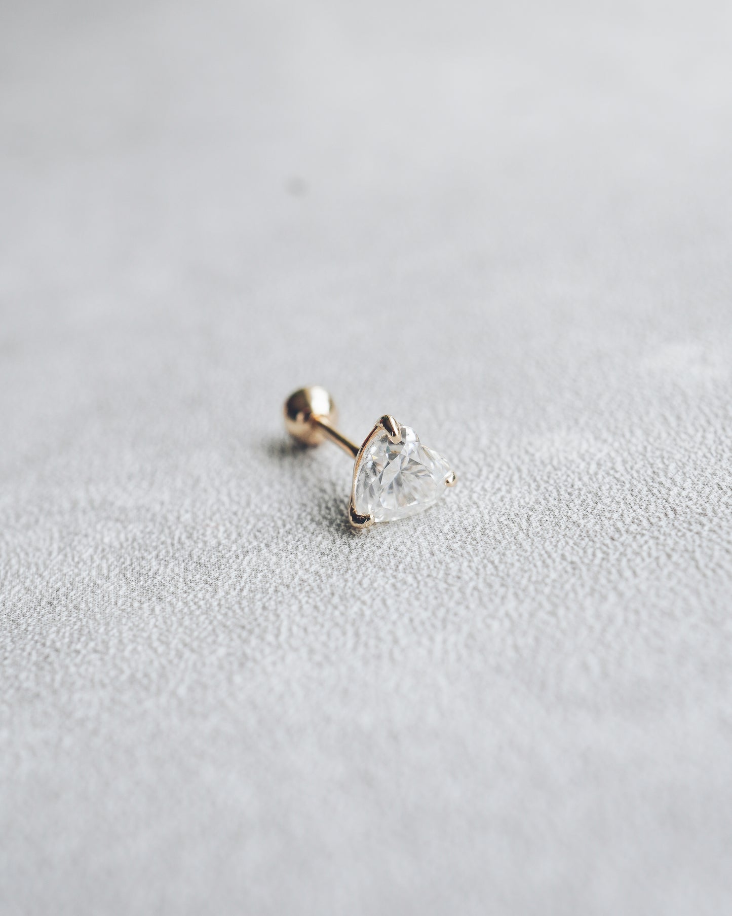 Heart Moissanite Screw Back Stud