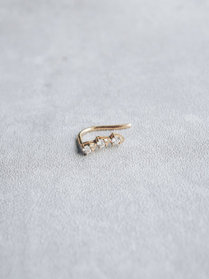 Minimal Diamond Climber Hook Earring